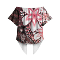 Polynesia Romantic Valentine Off Shoulder Wrap Waist Top Sea Turtle Couple With Red Gradient Plumeria LT05 - Polynesian Pride