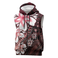 Polynesia Romantic Valentine Sleeveless Zip Hoodie Sea Turtle Couple With Red Gradient Plumeria