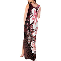 Polynesia Romantic Valentine Tank Maxi Dress Sea Turtle Couple With Red Gradient Plumeria