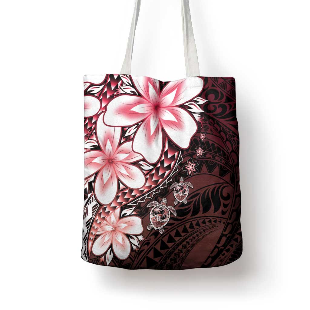 Polynesia Romantic Valentine Tote Bag Sea Turtle Couple With Red Gradient Plumeria LT05 - Polynesian Pride