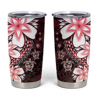 Polynesia Romantic Valentine Tumbler Cup Sea Turtle Couple With Red Gradient Plumeria