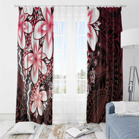 Polynesia Romantic Valentine Window Curtain Sea Turtle Couple With Red Gradient Plumeria