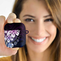 Polynesia Romantic Valentine AirPods Case Sea Turtle Couple With Purple Gradient Plumeria