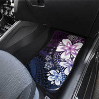 Polynesia Romantic Valentine Car Mats Sea Turtle Couple With Purple Gradient Plumeria