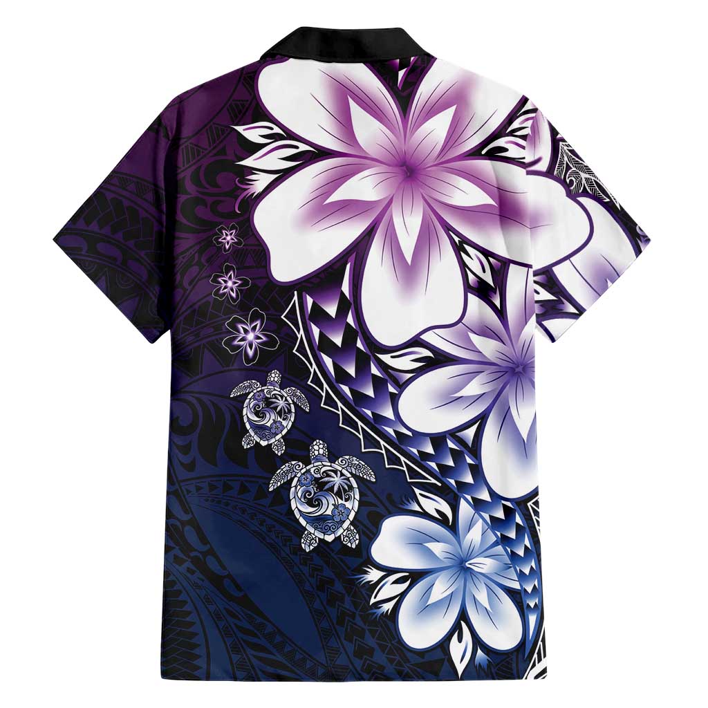 Polynesia Romantic Valentine Family Matching Long Sleeve Bodycon Dress and Hawaiian Shirt Sea Turtle Couple With Purple Gradient Plumeria LT05 - Polynesian Pride