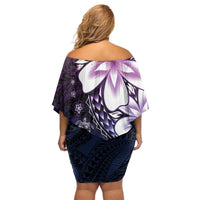 Polynesia Romantic Valentine Family Matching Off Shoulder Short Dress and Hawaiian Shirt Sea Turtle Couple With Purple Gradient Plumeria LT05 - Polynesian Pride