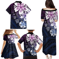 Polynesia Romantic Valentine Family Matching Puletasi and Hawaiian Shirt Sea Turtle Couple With Purple Gradient Plumeria LT05 - Polynesian Pride