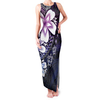 Polynesia Romantic Valentine Family Matching Tank Maxi Dress and Hawaiian Shirt Sea Turtle Couple With Purple Gradient Plumeria LT05 Mom's Dress Purple - Polynesian Pride