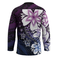 Polynesia Romantic Valentine Hockey Jersey Sea Turtle Couple With Purple Gradient Plumeria