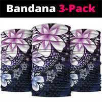 Polynesia Romantic Valentine Neck Gaiter Sea Turtle Couple With Purple Gradient Plumeria