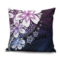Polynesia Romantic Valentine Pillow Cover Sea Turtle Couple With Purple Gradient Plumeria