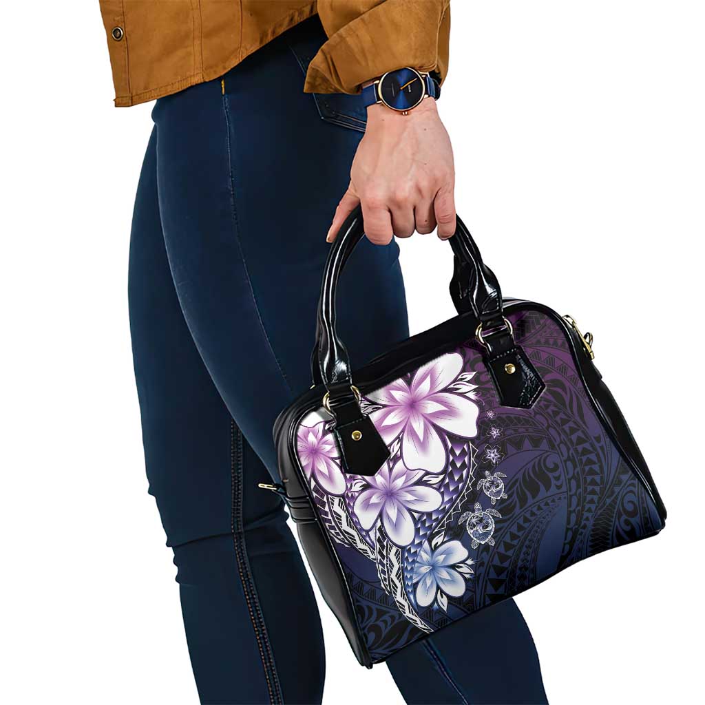 Polynesia Romantic Valentine Shoulder Handbag Sea Turtle Couple With Purple Gradient Plumeria LT05 - Polynesian Pride