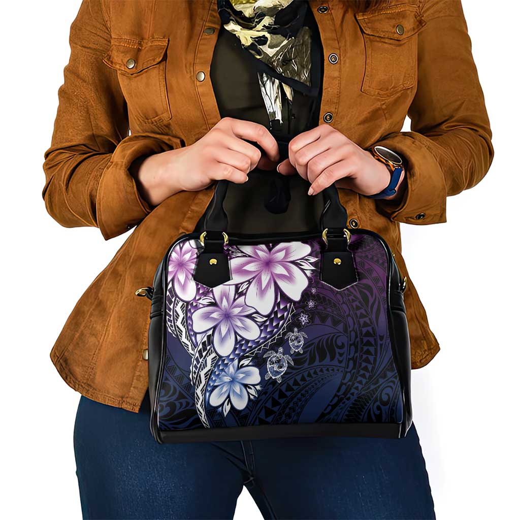 Polynesia Romantic Valentine Shoulder Handbag Sea Turtle Couple With Purple Gradient Plumeria LT05 - Polynesian Pride