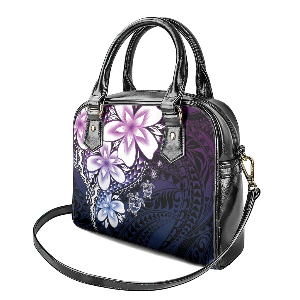 Polynesia Romantic Valentine Shoulder Handbag Sea Turtle Couple With Purple Gradient Plumeria LT05 - Polynesian Pride