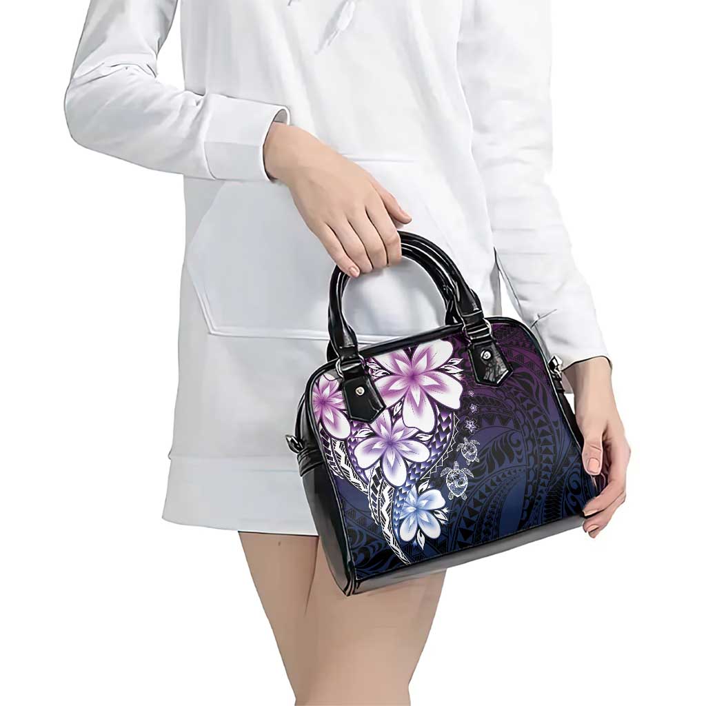 Polynesia Romantic Valentine Shoulder Handbag Sea Turtle Couple With Purple Gradient Plumeria LT05 - Polynesian Pride