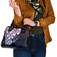 Polynesia Romantic Valentine Shoulder Handbag Sea Turtle Couple With Purple Gradient Plumeria LT05 - Polynesian Pride