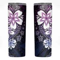 Polynesia Romantic Valentine Skinny Tumbler Sea Turtle Couple With Purple Gradient Plumeria