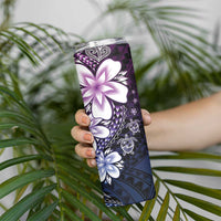 Polynesia Romantic Valentine Skinny Tumbler Sea Turtle Couple With Purple Gradient Plumeria