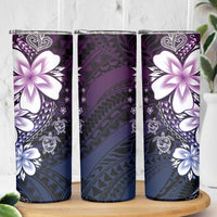 Polynesia Romantic Valentine Skinny Tumbler Sea Turtle Couple With Purple Gradient Plumeria