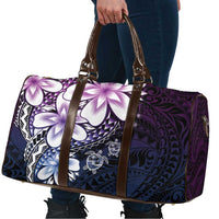 Polynesia Romantic Valentine Travel Bag Sea Turtle Couple With Purple Gradient Plumeria