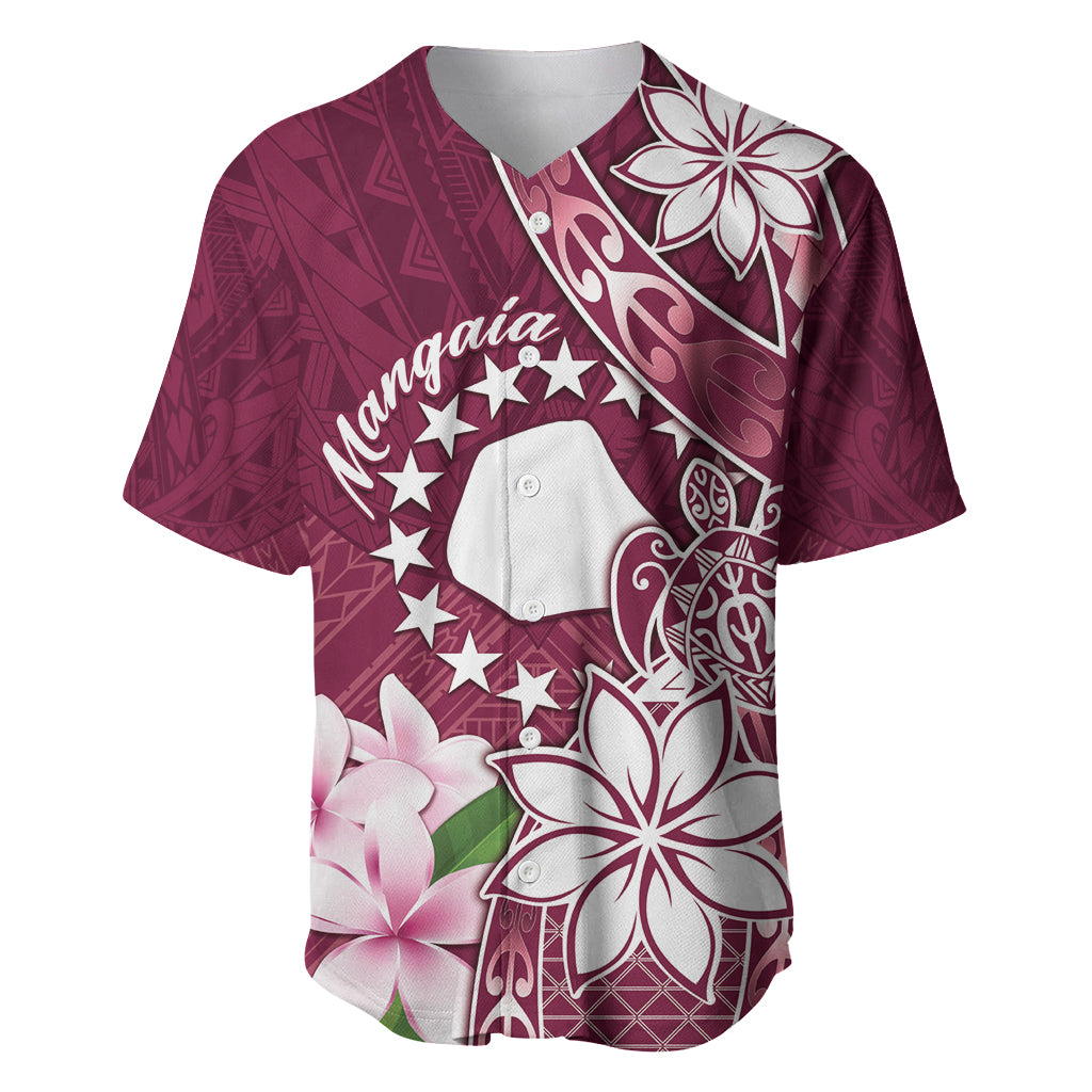 Personalised Cook Island Mangaia Gospel Day Baseball Jersey Floral Tribal Pattern LT05 Maroon - Polynesian Pride