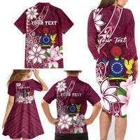Personalised Cook Island Mangaia Gospel Day Family Matching Long Sleeve Bodycon Dress and Hawaiian Shirt Floral Tribal Pattern LT05 - Polynesian Pride