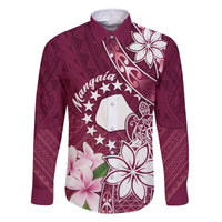 Personalised Cook Island Mangaia Gospel Day Family Matching Off The Shoulder Long Sleeve Dress and Hawaiian Shirt Floral Tribal Pattern LT05 Dad's Shirt - Long Sleeve Maroon - Polynesian Pride