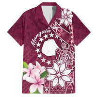 Personalised Cook Island Mangaia Gospel Day Family Matching Summer Maxi Dress and Hawaiian Shirt Floral Tribal Pattern LT05 Dad's Shirt - Short Sleeve Maroon - Polynesian Pride