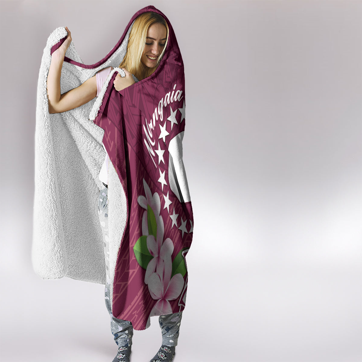 Cook Island Mangaia Gospel Day Hooded Blanket Floral Tribal Pattern LT05 - Polynesian Pride