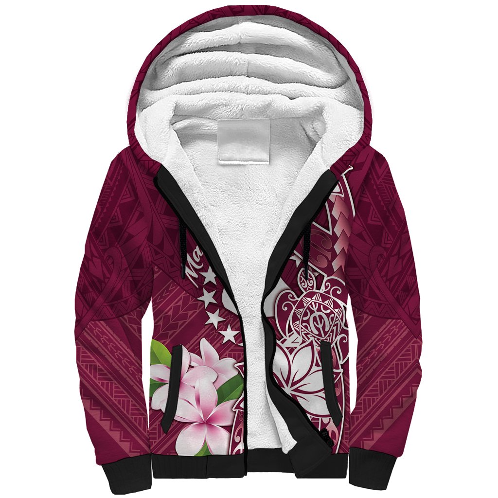 Personalised Cook Island Mangaia Gospel Day Sherpa Hoodie Floral Tribal Pattern LT05 Unisex Maroon - Polynesian Pride