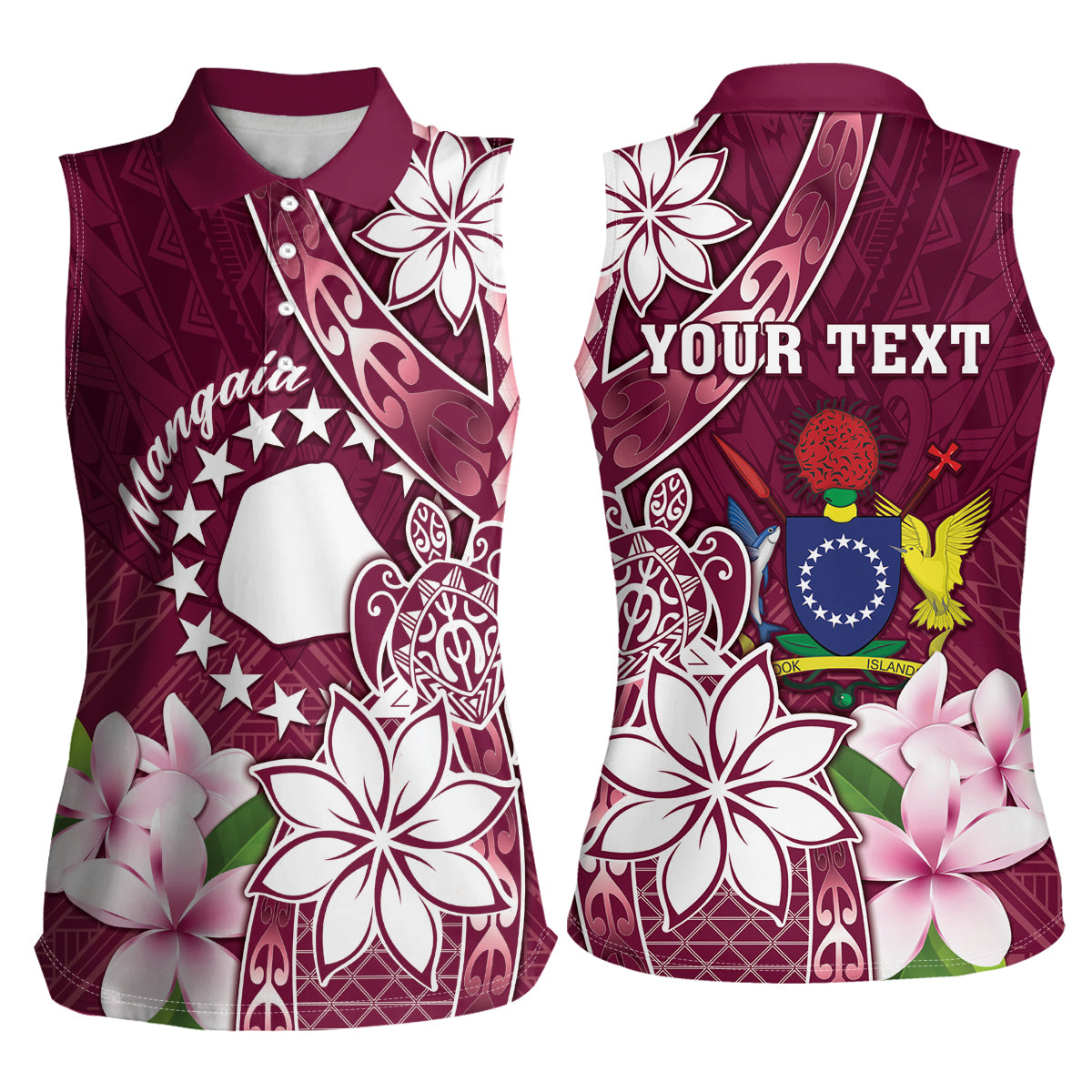 Personalised Cook Island Mangaia Gospel Day Women Sleeveless Polo Shirt Floral Tribal Pattern LT05 - Polynesian Pride