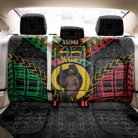 Vanuatu 46th Anniversary Independence Day Back Car Seat Cover Melanesian Warrior With Sand Drawing Pattern LT05 - Polynesian Pride