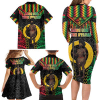 Vanuatu 45th Anniversary Independence Day Family Matching Long Sleeve Bodycon Dress and Hawaiian Shirt Melanesian Warrior With Sand Drawing Pattern LT05 - Polynesian Pride