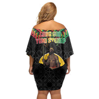 Vanuatu 45th Anniversary Independence Day Family Matching Off Shoulder Short Dress and Hawaiian Shirt Melanesian Warrior With Sand Drawing Pattern LT05 - Polynesian Pride