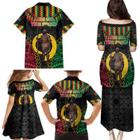 Vanuatu 45th Anniversary Independence Day Family Matching Puletasi and Hawaiian Shirt Melanesian Warrior With Sand Drawing Pattern LT05 - Polynesian Pride