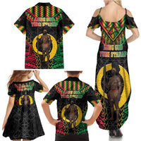 Vanuatu 45th Anniversary Independence Day Family Matching Summer Maxi Dress and Hawaiian Shirt Melanesian Warrior With Sand Drawing Pattern LT05 - Polynesian Pride