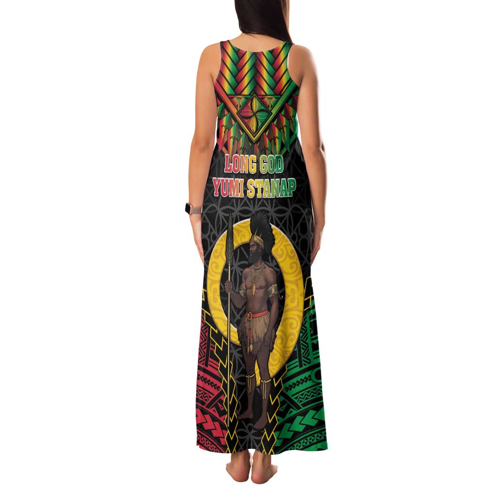 Vanuatu 45th Anniversary Independence Day Family Matching Tank Maxi Dress and Hawaiian Shirt Melanesian Warrior With Sand Drawing Pattern LT05 - Polynesian Pride