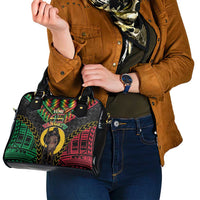 Vanuatu 45th Anniversary Independence Day Shoulder Handbag Melanesian Warrior With Sand Drawing Pattern LT05