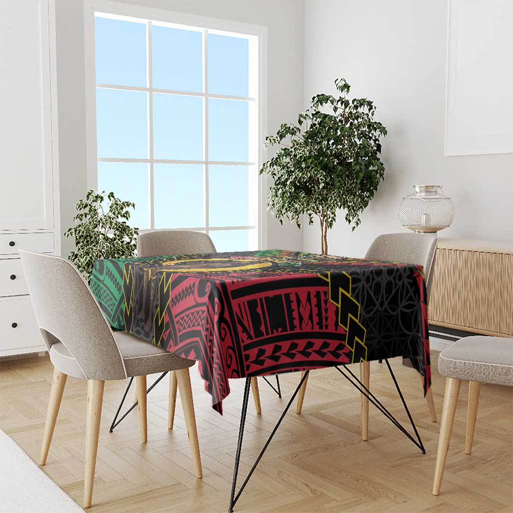 Vanuatu 45th Anniversary Independence Day Tablecloth Melanesian Warrior With Sand Drawing Pattern LT05