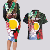 Personalised Vanuatu Shefa Day Couples Matching Long Sleeve Bodycon Dress and Hawaiian Shirt Floral Pattern LT05 - Polynesian Pride