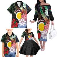 Personalised Vanuatu Shefa Day Family Matching Off The Shoulder Long Sleeve Dress and Hawaiian Shirt Floral Pattern LT05 - Polynesian Pride