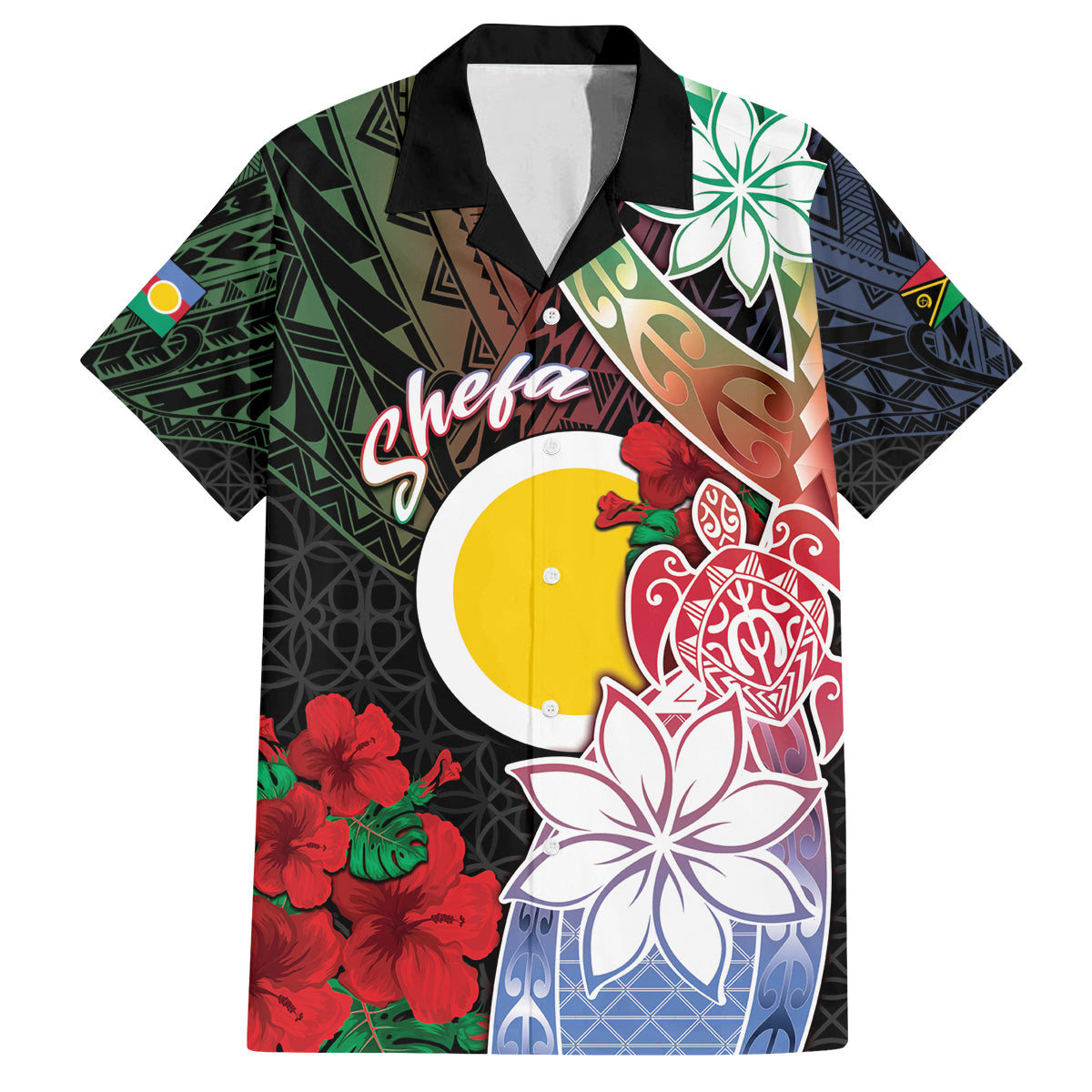Personalised Vanuatu Shefa Day Family Matching Tank Maxi Dress and Hawaiian Shirt Floral Pattern