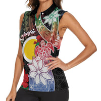 Personalised Vanuatu Shefa Day Women Sleeveless Polo Shirt Floral Pattern