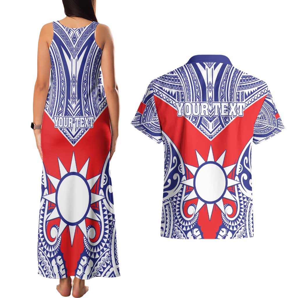 Personalised Taiwan Couples Matching Tank Maxi Dress and Hawaiian Shirt Austronesian Tribal Tattoo Red LT05 - Polynesian Pride