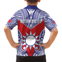 Personalised Taiwan Family Matching Puletasi and Hawaiian Shirt Austronesian Tribal Tattoo Red LT05 - Polynesian Pride