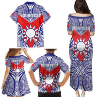 Personalised Taiwan Family Matching Puletasi and Hawaiian Shirt Austronesian Tribal Tattoo Red LT05 - Polynesian Pride