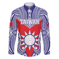 Personalised Taiwan Family Matching Puletasi and Hawaiian Shirt Austronesian Tribal Tattoo Red LT05 Dad's Shirt - Long Sleeve Red - Polynesian Pride