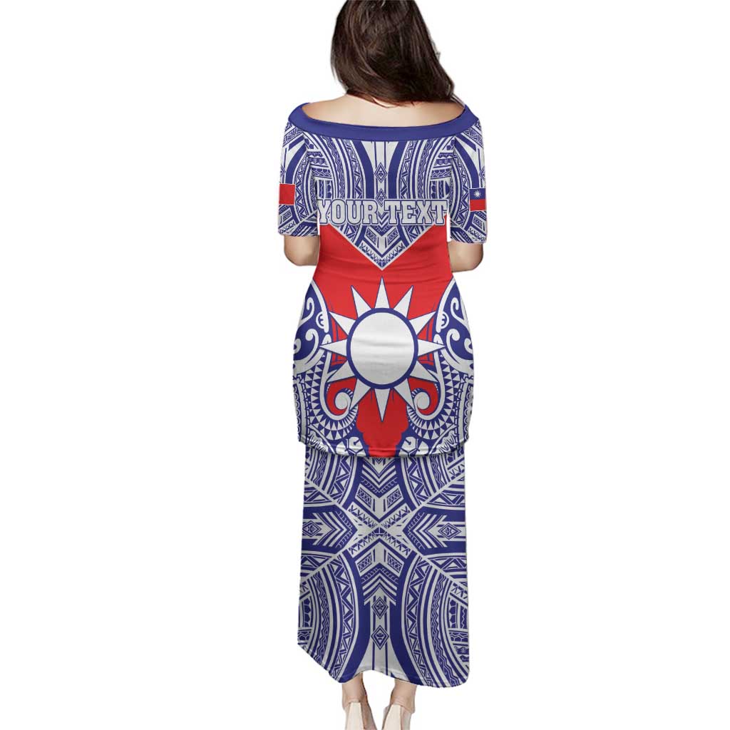 Personalised Taiwan Family Matching Puletasi and Hawaiian Shirt Austronesian Tribal Tattoo Red LT05 - Polynesian Pride