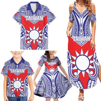 Personalised Taiwan Family Matching Summer Maxi Dress and Hawaiian Shirt Austronesian Tribal Tattoo Red LT05 - Polynesian Pride