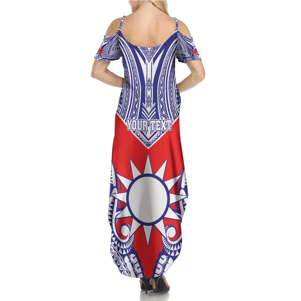 Personalised Taiwan Family Matching Summer Maxi Dress and Hawaiian Shirt Austronesian Tribal Tattoo Red LT05 - Polynesian Pride